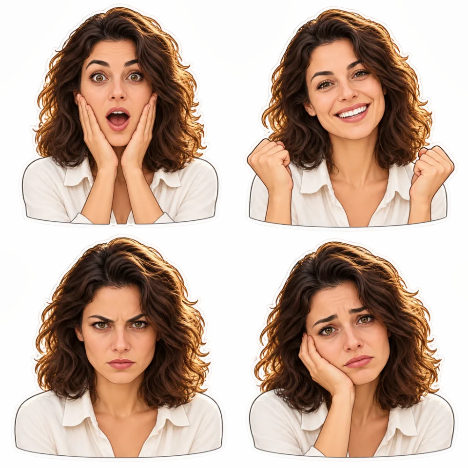 4 ta emotsiya stikeridan iborat to‘plam yaratish